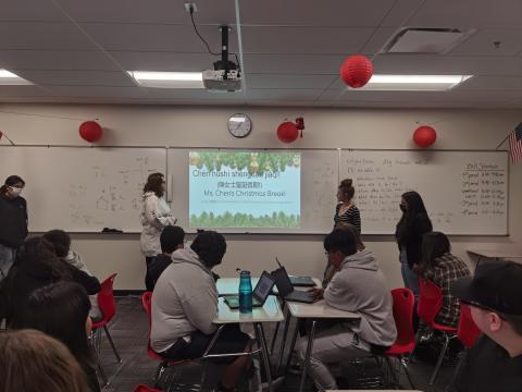 Students are making a presentation.