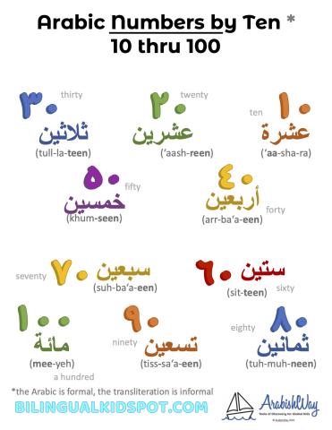 Numbers from 10-100