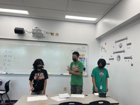Students performing dialogues