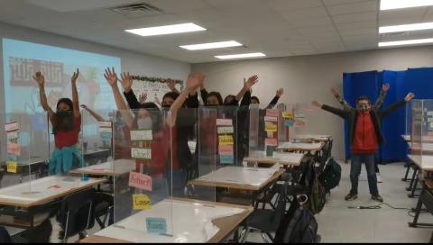 The students are learning to dance with the song.