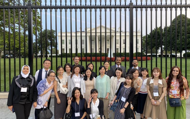 2023-2024 TCLP exchange teachers pictured outside the White House