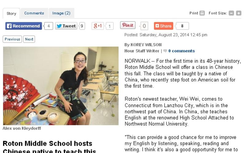 Roton Middle School hosts Chinese native to teach this school year